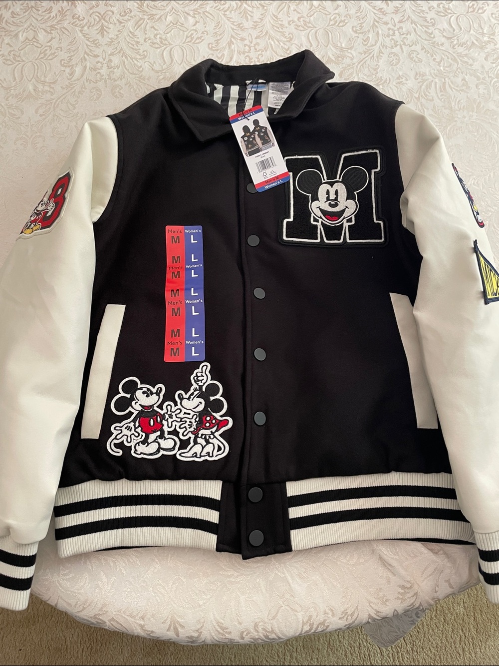 Disney Mickey and Friends Varsity Jacket, Large, NWT